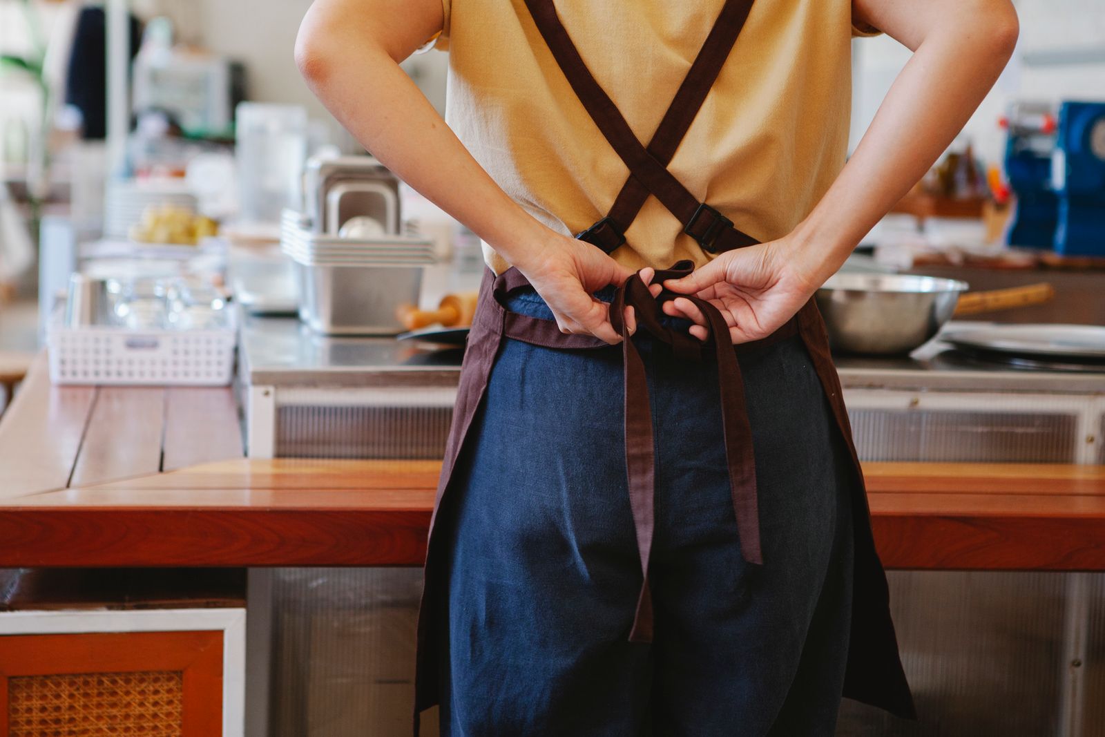 Chef Kitchen Apron 1 Worker wearing a kitchen apron